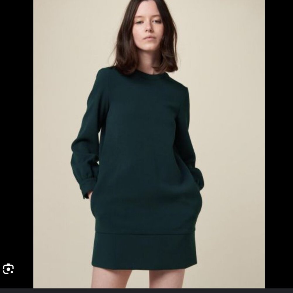 Sessùn long-sleeve shift dress in dark green